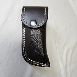 Black Leather‎ Knife Sheath with Embossed Design